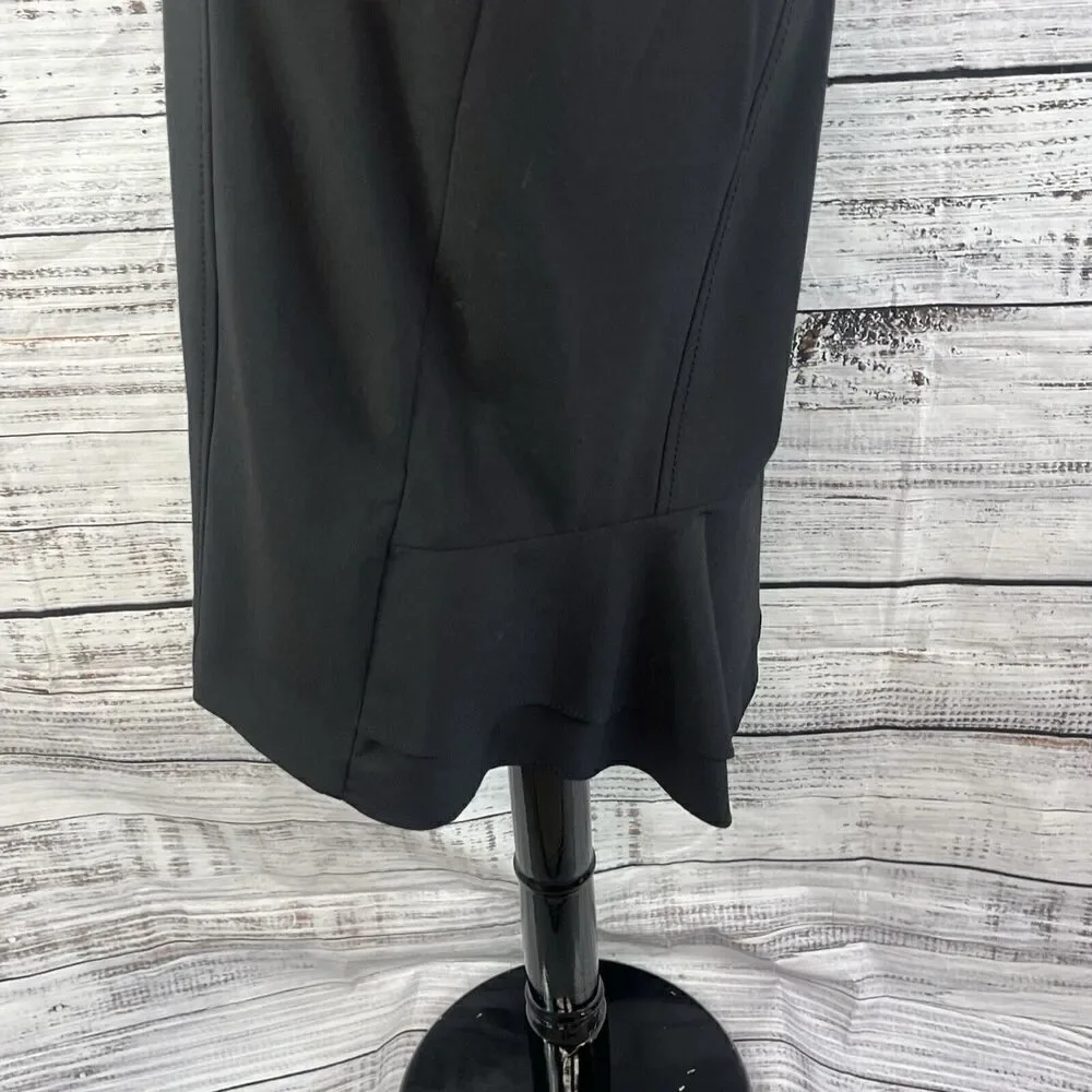 Express Design Studio Skirt sz 8 Classic Black Straight Knee Flared Back Career